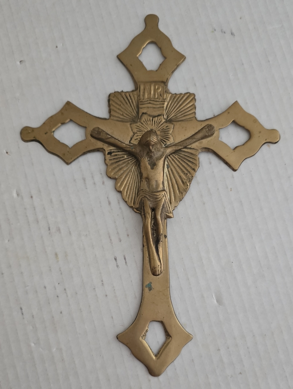Vintage Solid Brass Crucifix Cross Wall Hanging From India - Picture 12 of 16